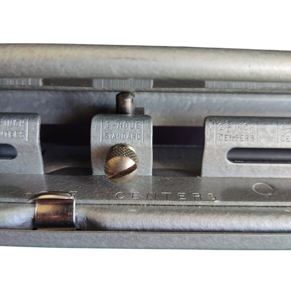 Vtg Mutual Adjustable Hand Punch No 20 Original Box Metal 2 or 3 Hole Made USA - Picture 6 of 16